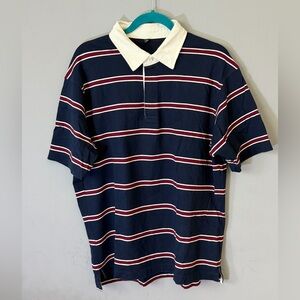Uniqlo Navy Polo with White and Red Stripes